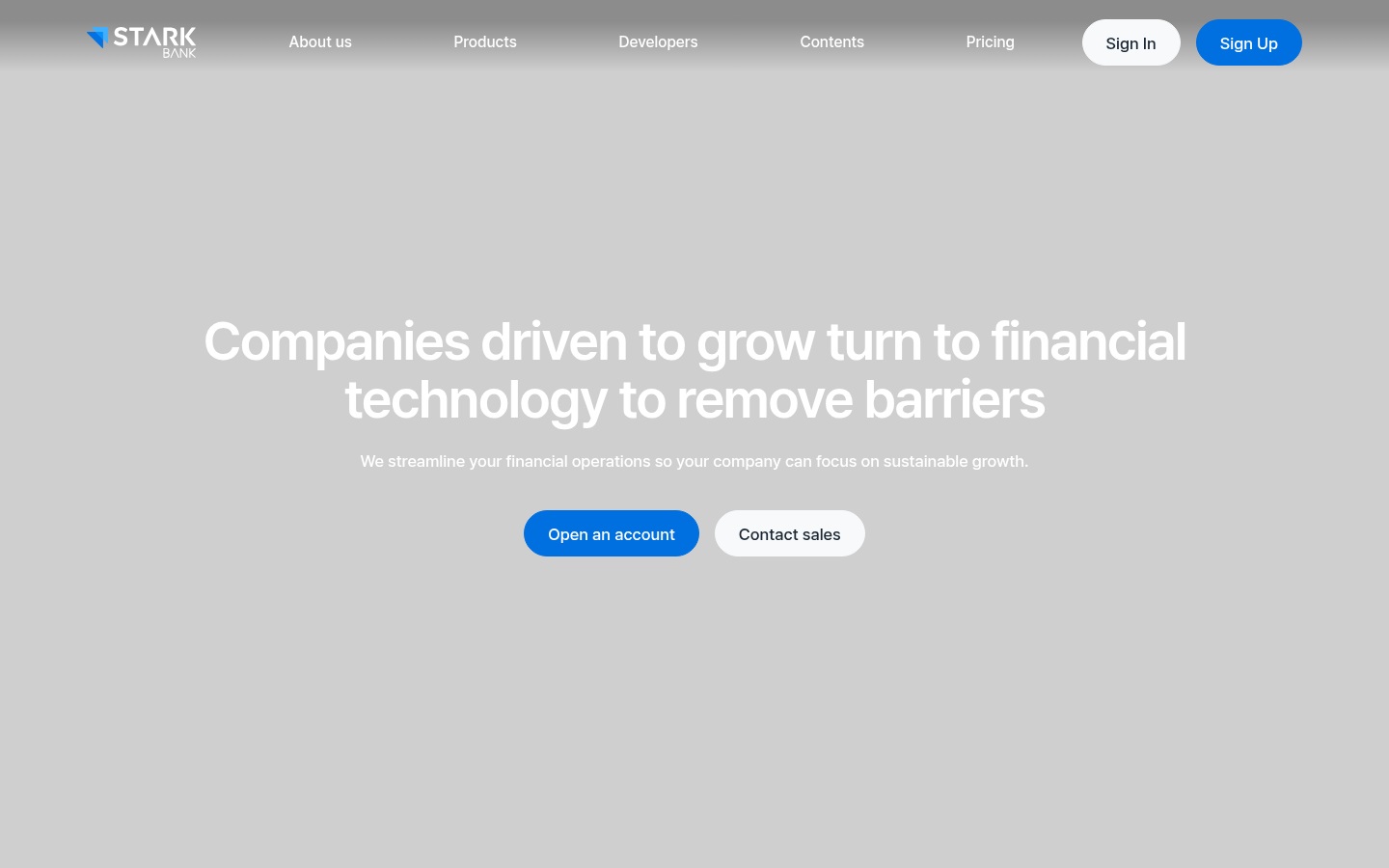 Stark Bank, Web Design